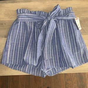 Love Tree Pin Striped Paper bag Shorts